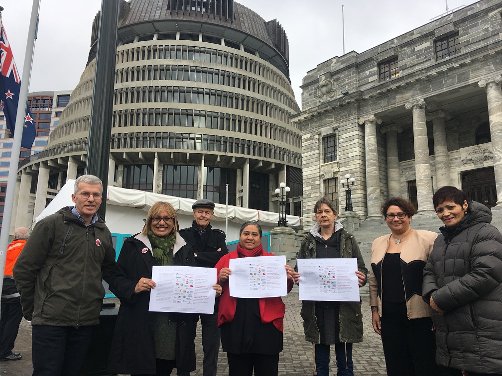 Members of the EN spoke before handing over the Statement to MPs Metiria Turei (Greens) and Jo Hayes (National).